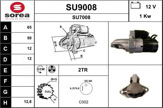 SNRA SU9008 - Стартер autocars.com.ua