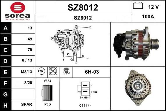 SNRA SZ8012 - Генератор autocars.com.ua