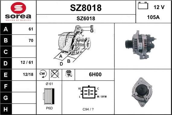 SNRA SZ8018 - Генератор autocars.com.ua