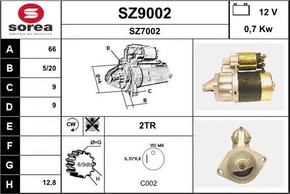 SNRA SZ9002 - Стартер autocars.com.ua