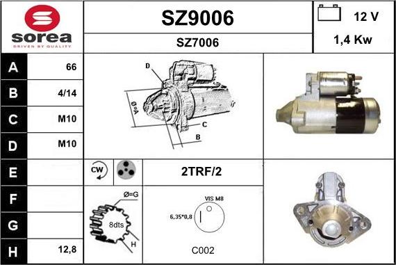 SNRA SZ9006 - Стартер autocars.com.ua