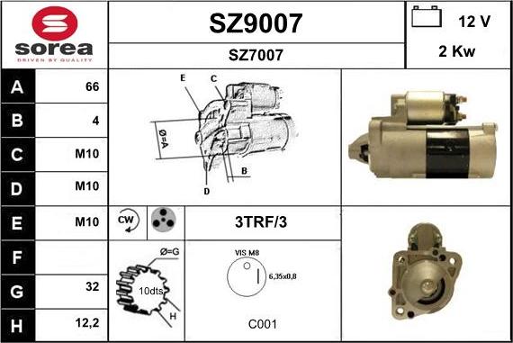 SNRA SZ9007 - Стартер avtokuzovplus.com.ua