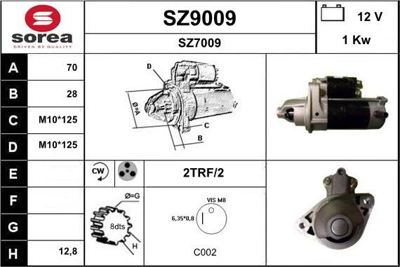 SNRA SZ9009 - Стартер autocars.com.ua