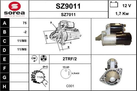 SNRA SZ9011 - Стартер autocars.com.ua