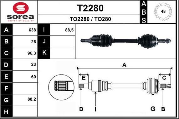 SNRA T2280 - Приводний вал autocars.com.ua