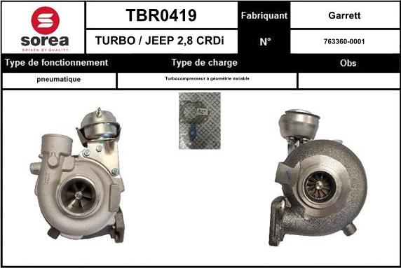 SNRA TBR0419 - Турбина, компрессор avtokuzovplus.com.ua