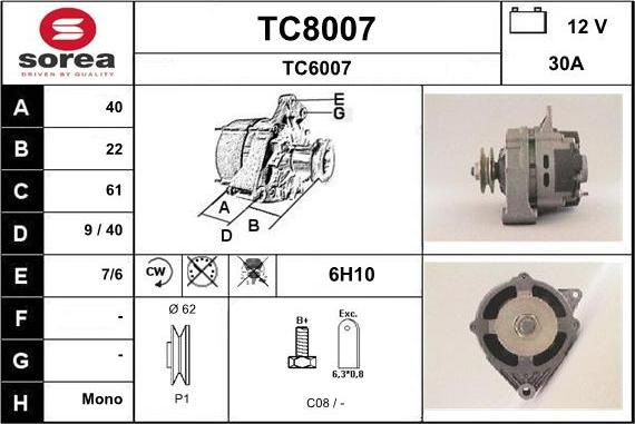 SNRA TC8007 - Генератор avtokuzovplus.com.ua