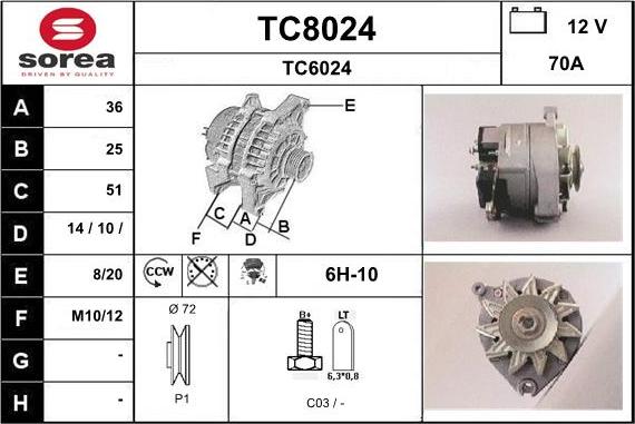 SNRA TC8024 - Генератор autocars.com.ua