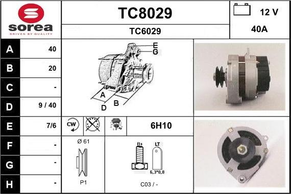 SNRA TC8029 - Генератор autocars.com.ua