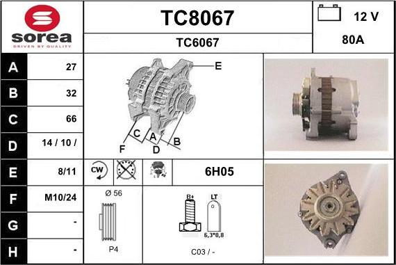 SNRA TC8067 - Генератор autocars.com.ua