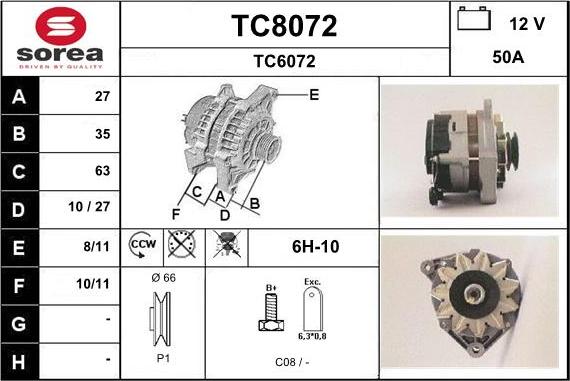 SNRA TC8072 - Генератор autocars.com.ua