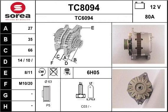 SNRA TC8094 - Генератор autocars.com.ua