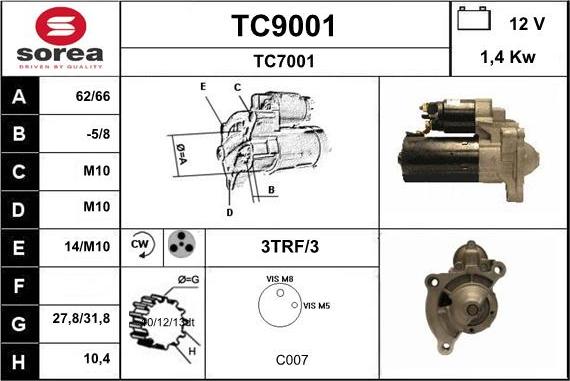 SNRA TC9001 - Стартер avtokuzovplus.com.ua