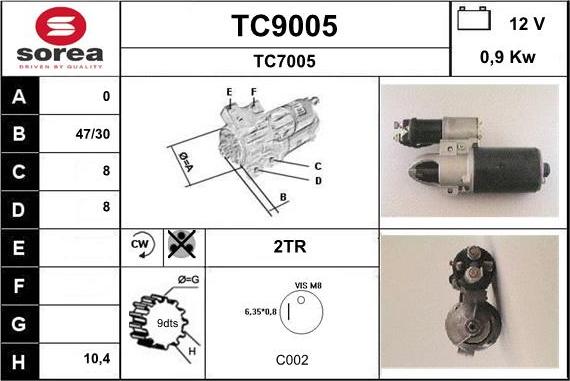 SNRA TC9005 - Стартер autocars.com.ua