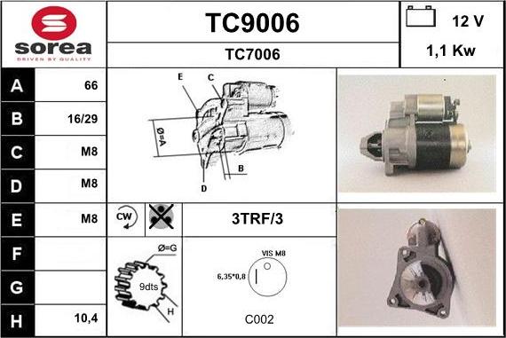 SNRA TC9006 - Стартер avtokuzovplus.com.ua