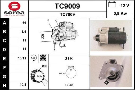 SNRA TC9009 - Стартер autocars.com.ua