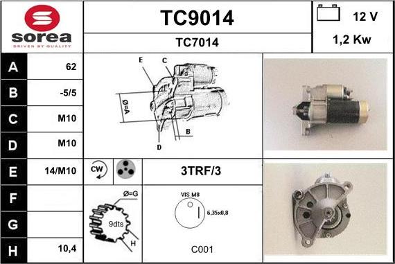 SNRA TC9014 - Стартер avtokuzovplus.com.ua