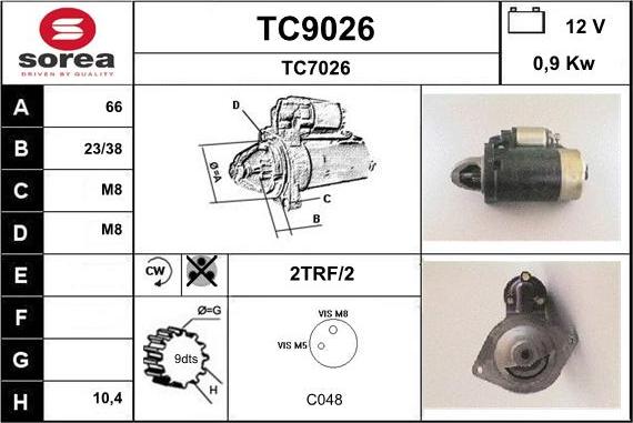 SNRA TC9026 - Стартер autocars.com.ua