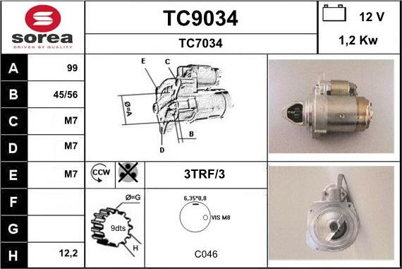 SNRA TC9034 - Стартер autocars.com.ua