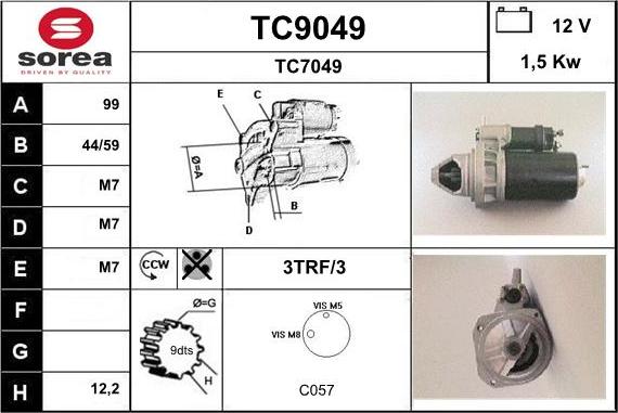 SNRA TC9049 - Стартер autocars.com.ua