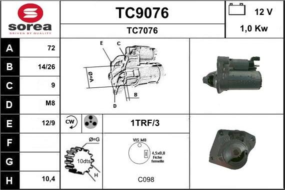 SNRA TC9076 - Стартер avtokuzovplus.com.ua