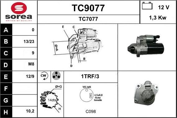 SNRA TC9077 - Стартер avtokuzovplus.com.ua