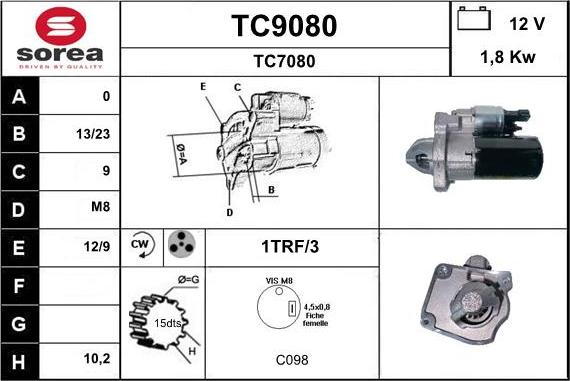 SNRA TC9080 - Стартер autodnr.net