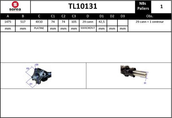 SNRA TL10131 - Карданний вал, головна передача autocars.com.ua