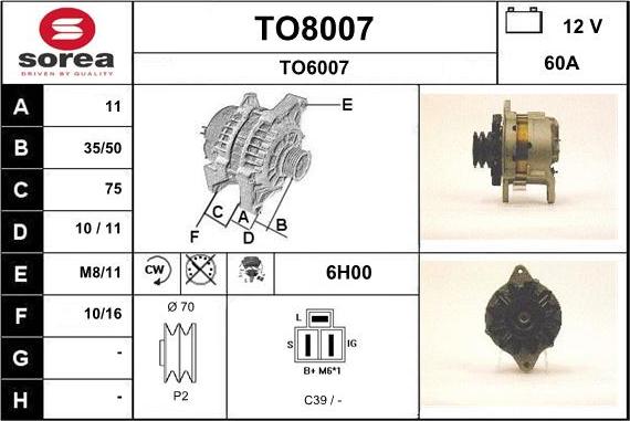 SNRA TO8007 - Генератор avtokuzovplus.com.ua