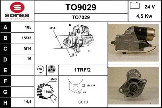 SNRA TO9029 - Стартер autocars.com.ua