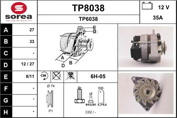 SNRA TP8038 - Генератор autocars.com.ua