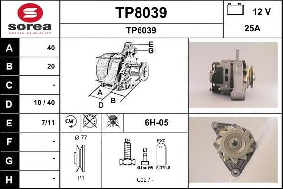 SNRA TP8039 - Генератор autocars.com.ua