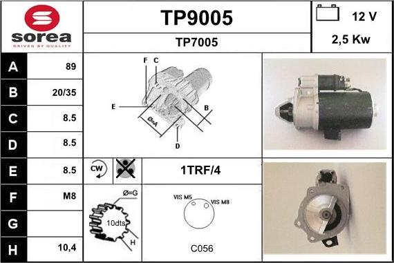 SNRA TP9005 - Стартер autocars.com.ua