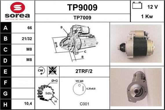 SNRA TP9009 - Стартер autocars.com.ua