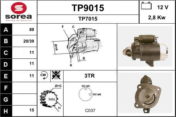 SNRA TP9015 - Стартер avtokuzovplus.com.ua