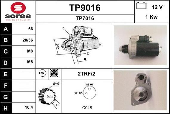 SNRA TP9016 - Стартер avtokuzovplus.com.ua