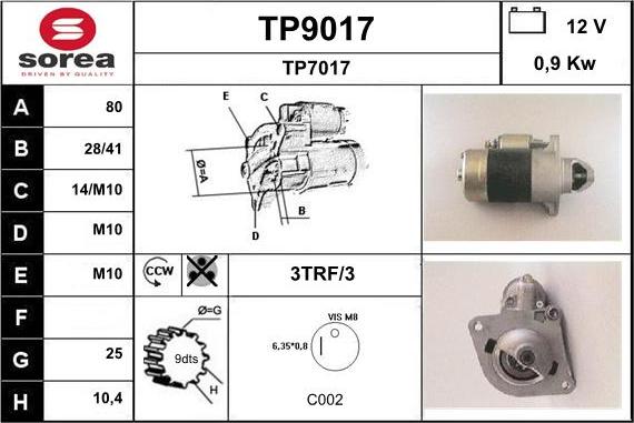 SNRA TP9017 - Стартер avtokuzovplus.com.ua