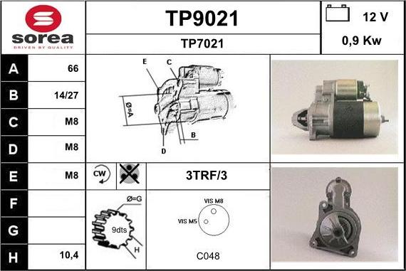 SNRA TP9021 - Стартер avtokuzovplus.com.ua