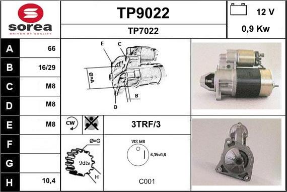 SNRA TP9022 - Стартер avtokuzovplus.com.ua