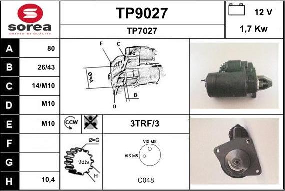 SNRA TP9027 - Стартер autocars.com.ua