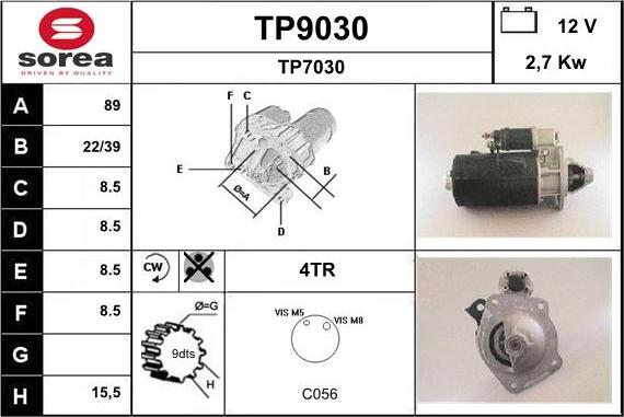 SNRA TP9030 - Стартер autocars.com.ua