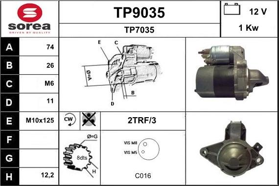 SNRA TP9035 - Стартер avtokuzovplus.com.ua