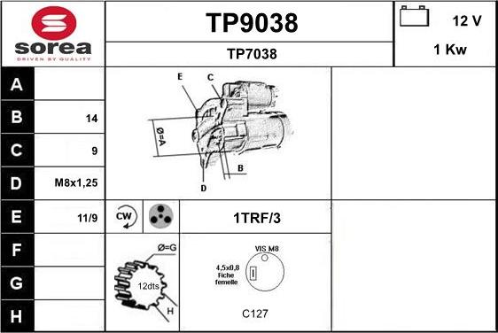 SNRA TP9038 - Стартер avtokuzovplus.com.ua