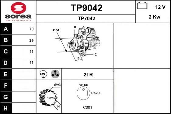 SNRA TP9042 - Стартер autocars.com.ua