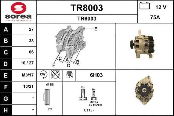 SNRA TR8003 - Генератор avtokuzovplus.com.ua