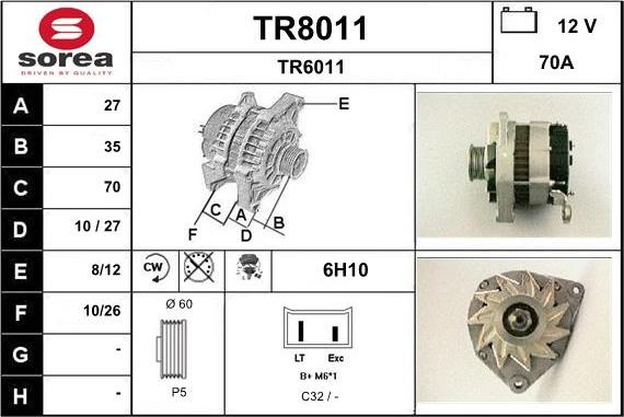 SNRA TR8011 - Генератор avtokuzovplus.com.ua