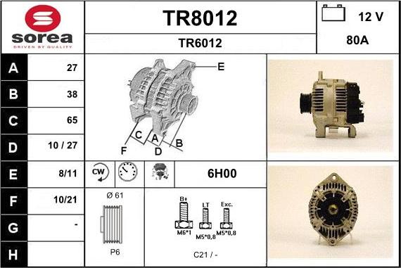 SNRA TR8012 - Генератор avtokuzovplus.com.ua