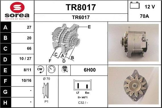 SNRA TR8017 - Генератор avtokuzovplus.com.ua