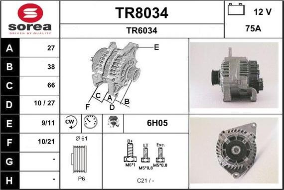 SNRA TR8034 - Генератор avtokuzovplus.com.ua