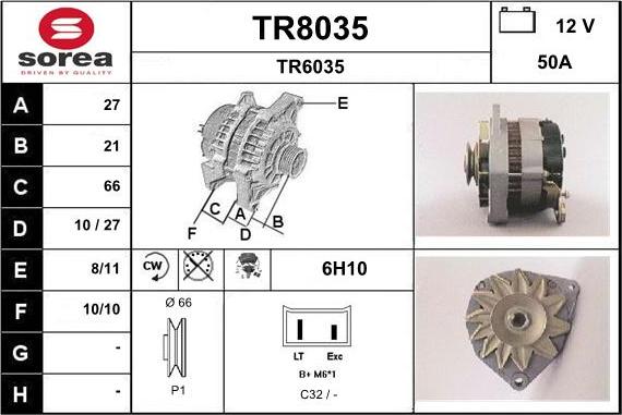 SNRA TR8035 - Генератор autocars.com.ua